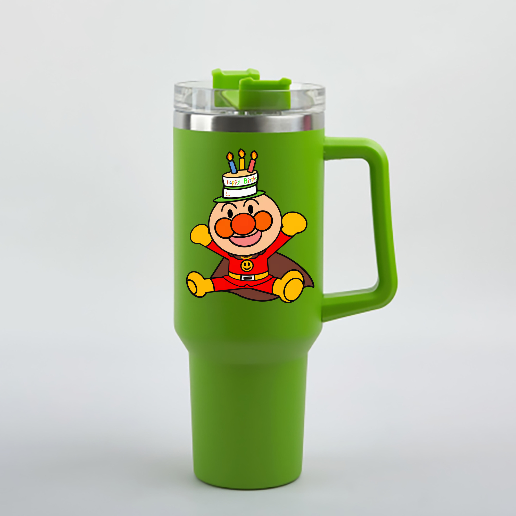 （画像用） アンパンマン Anpanman 1200mL車用タンブラー - クリスタルステッカー（プラスチックストロー付き）